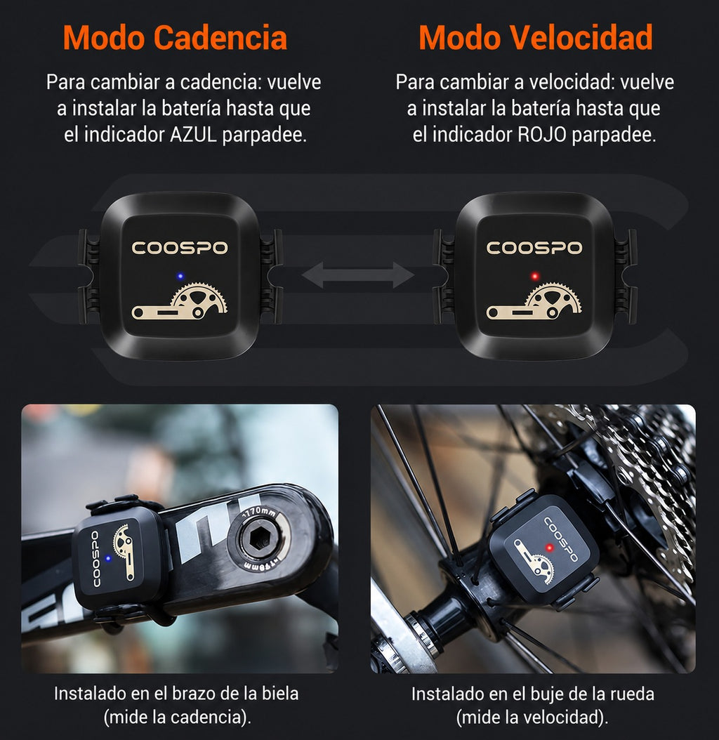 COOSPO BK467 Sensor de Velocidad y Cadencia para Bicicleta ANT+ IPX7