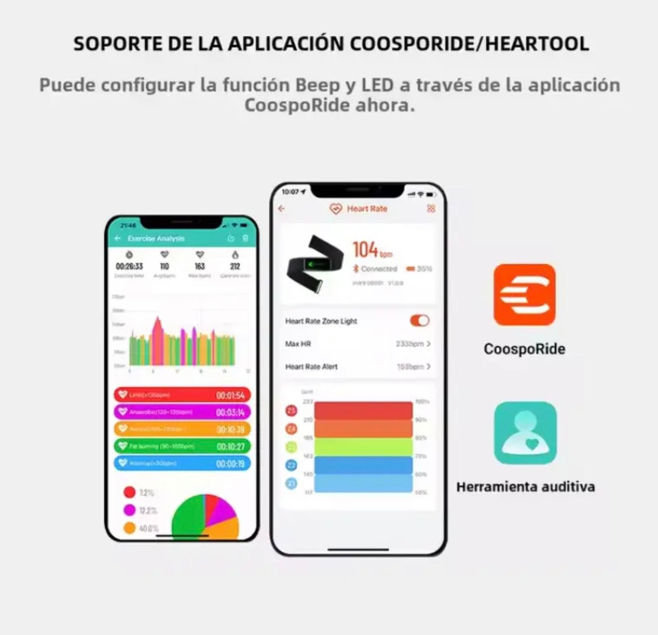 COOSPO H9Z Monitor de Frecuencia Cardíaca Pectoral ANT+ Bluetooth