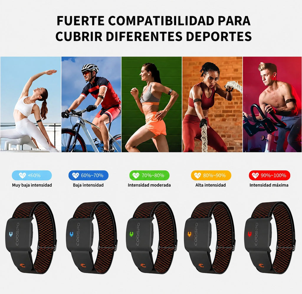 COOSPO HW9 Monitor de Frecuencia Cardíaca de Brazo ANT+ Bluetooth