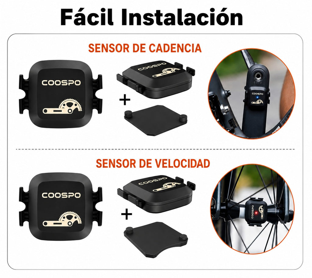 COOSPO BK467 Sensor de Velocidad y Cadencia para Bicicleta ANT+ IPX7