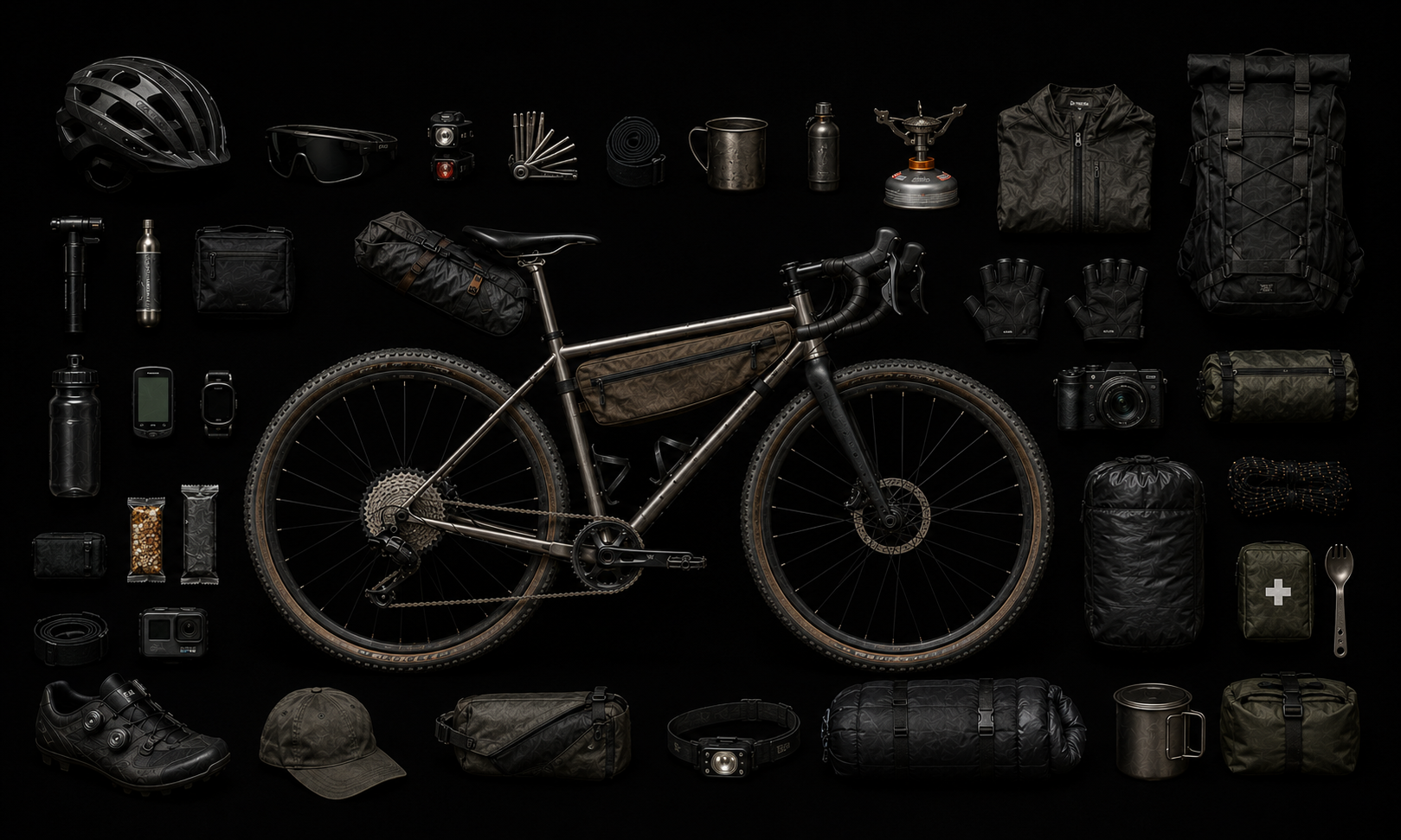 Equipamiento VolckStore: bicicleta gravel, mochilas y bolsos de bikepacking, casco, luces, herramientas y accesorios para aventuras autosuficientes